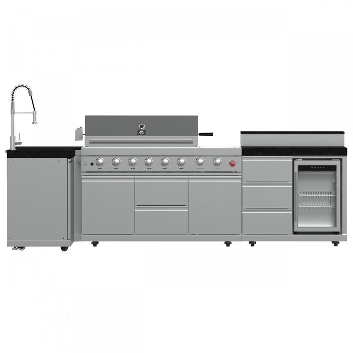 Cuisine d'exterieur Bulnes – BBQ en acier inoxydable de 84 000 BTU et comptoirs noirs – FODKT2520BLK