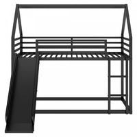 Lits superposes Liam en metal avec echelle et toboggan, taille Twin sur Twin, noir