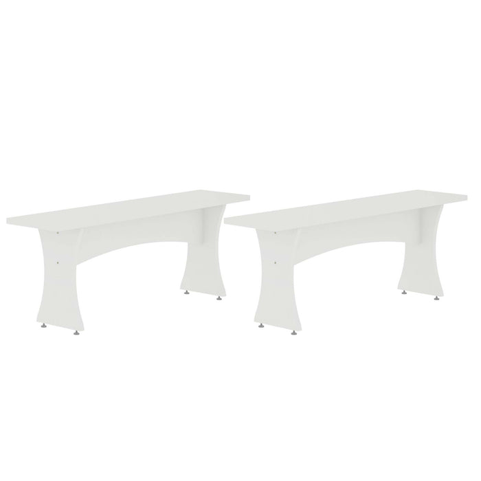 Banc de salle a manger Coney style milieu du siecle en blanc - Lot de 2