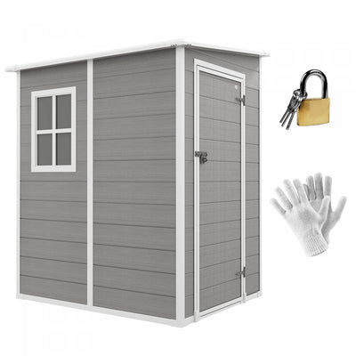 Outsunny 4 X 5ft Lean To Outdoor Storage Shed Plastic Garden Tool Storage|Outsunny 4 X 5ft Abri De Jardin En Metal Stockage D'outils De Jardin