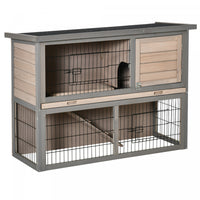 Pawhut Clapier A Lapin A 2 Etages Cage A Lapin Pour Petit Animal Avec Plateau Coulissant, Enclos, De