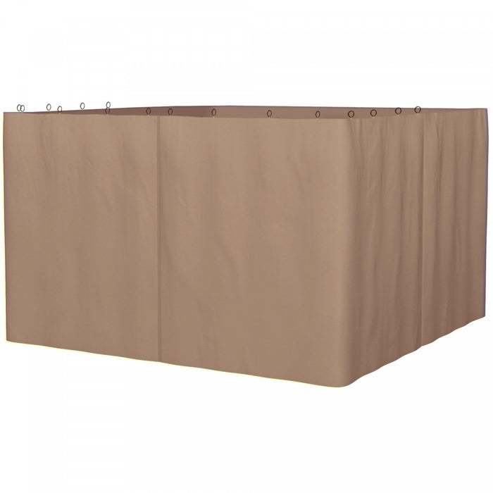 Outsunny Ensemble De Parois Laterales De Gazebo Universel Avec 4 Panneaux, Crochets/anneaux En C Inclus Pour Pergolas Et Cabanas, Marron