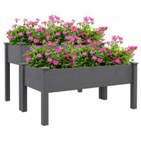 Outsunny Lit De Jardin Sureleve A 2 Niveaux, Jardiniere Surelevee En Bois Avec Pieds, Lit De Plantat