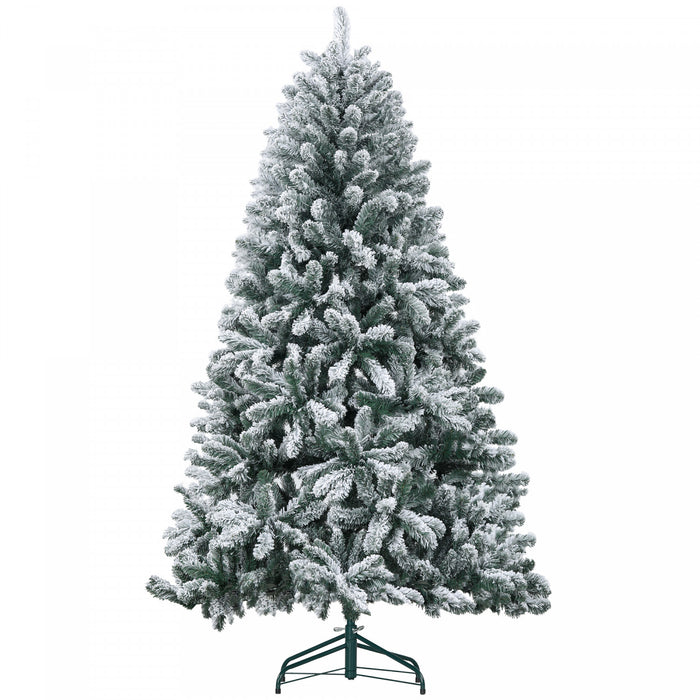 Homcom Arbre De Noel Artificiel Floque De 6 Pieds Avec Pied En Metal