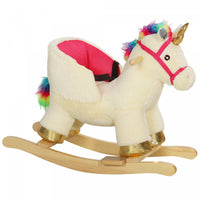 Qaba Cheval A Bascule, Cheval A Bascule Pour Enfants, Licorne Avec Son, Ceinture De Securite, Base E