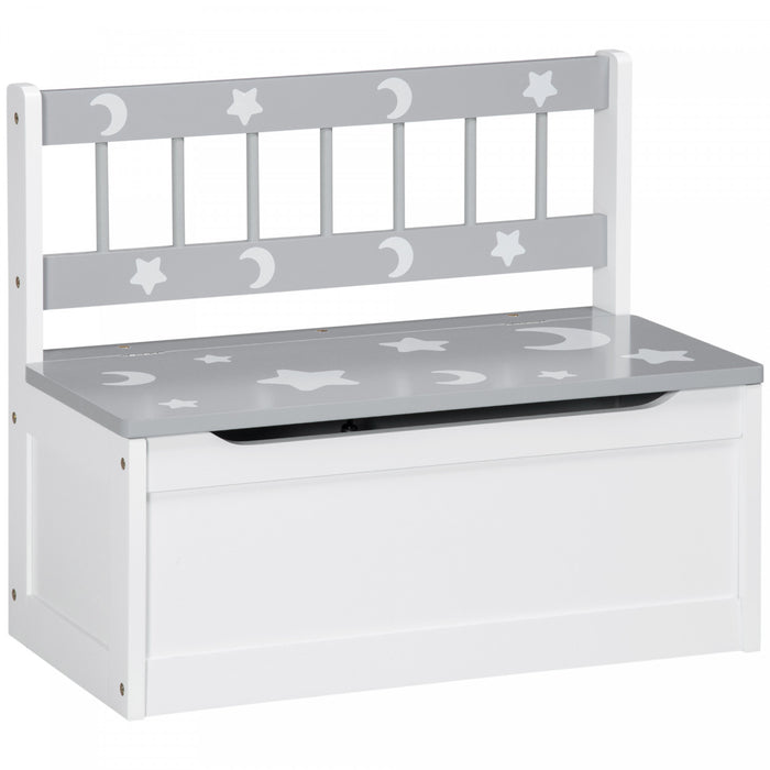 Qaba Banc de Rangement pour Enfants avec Dossier, Gris