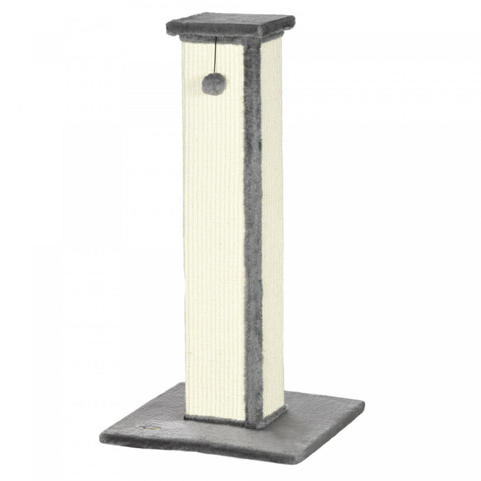 Pawhut Arbre A Chat 32\" De Haut Pour Chats Et Chatons D'interieur, Griffoir Vertical, Griffoir En Sisal Avec Boule Suspendue Et Peluche Douce, Gris