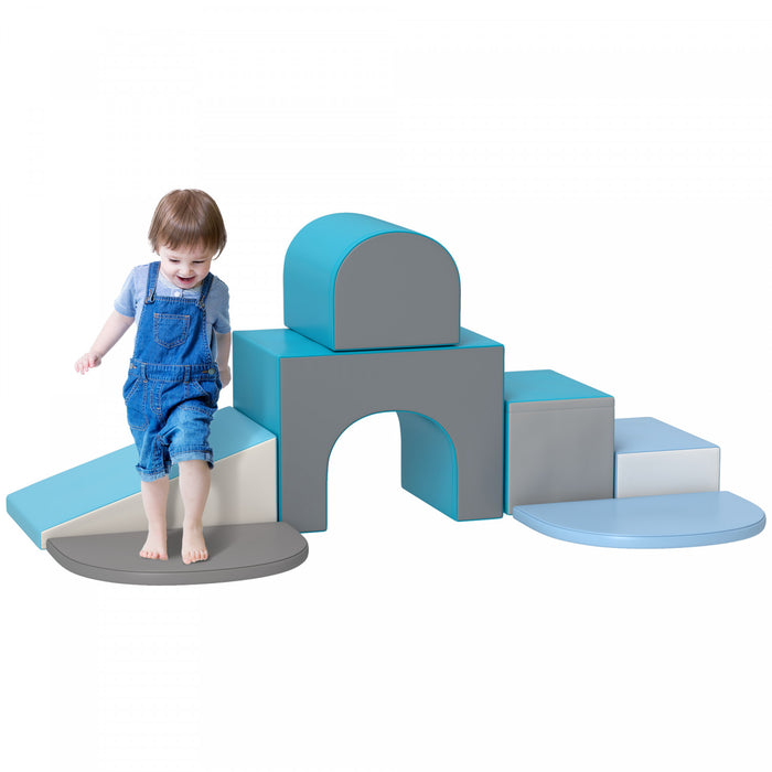 Qaba 7 Pieces, Jeu En Mousse, Escaliers Et Rampes Pour Enfants, Logiciels Educatifs Colores, Jouets D'activite Pour Bebes Et Enfants D'age Prescolaire - Multicolore