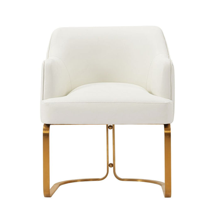 Chaise de salle à manger moderne Eda de Manhattan Comfort en similicuir - crème