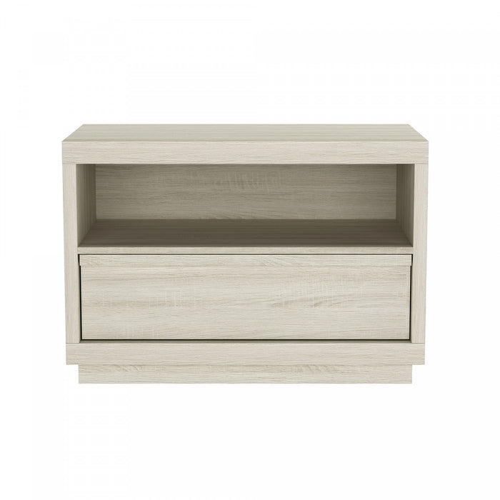 Table de nuit contemporaine Navis 32\" en chene blanchi (1 tiroir)