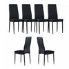 Ensemble de chaises de salle a manger modernes Ava avec motif de grille en diamant (lot de 6), cuir ignifuge et cadre en metal, noir