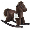 Qaba Kids Cheval A Bascule En Peluche Avec Ours, Chaise Pour Enfants Avec Peluche Douce Et Sons Realistes Amusants, Marron