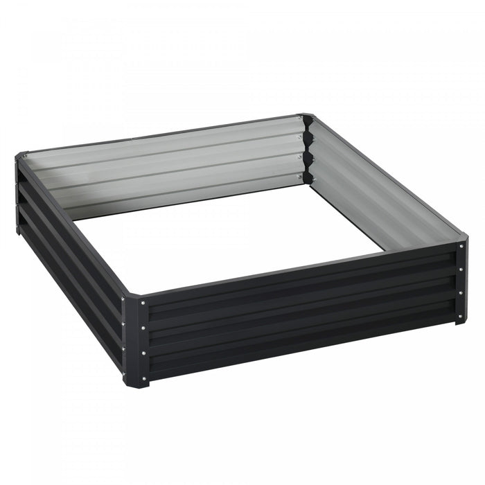 Outsunny Parterre De Fleur Carre Potager De Jardin Jardinieres Bac A Fleurs Panneaux Modulables En Acier Dim. 47.25\"l × 47.25\"l × 11.75\"h Gris