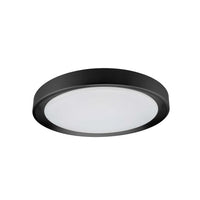 Plafonnier affleuré Flynn de Dainolite qui diffuse la lumière,à avec fini noir sablé et blanc, et ampoule de 24 W