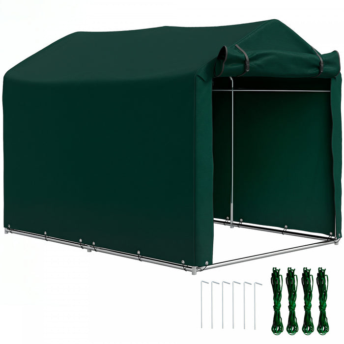 Outsunny Abri Exterieur, Tente De Moto Avec Porte Enroulable, Vert Fonce