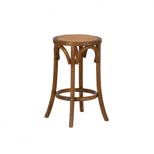 Tabouret Rae de hauteur comptoir en rotin et sans dossier - noyer