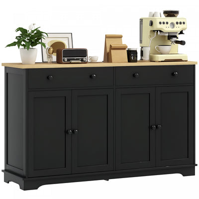 HOMCOM Sideboard Cabinet with Storage Drawers Adjustable Shelves Black