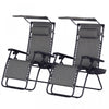 Chaise Longue Pliante 2 Pieces Avec Auvent De Protection, Gris Fonce