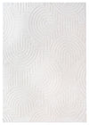 Tapis Lavable A Poils Longs En Velours Creme A Motifs Circulaires 5'x7'