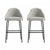 Tabouret de bar moderne en metal et tissu Gracie, gris pierre et noir - Lot de 2