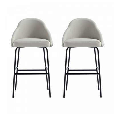 Gracie Modern Metal Upholstered Barstool in Stone Gray and Black - Set of 2 | Tabouret de bar moderne en metal et tissu Gracie, gris pierre et noir - Lot de 2