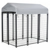 Pawhut 6' X 4' X 6' Grand Chenil Exterieur En Acier Avec Toit En Toile Oxford Resistant Aux Uv Et Verrou Securise