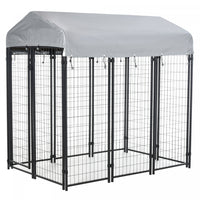 Pawhut 6' X 4' X 6' Grand Chenil Exterieur En Acier Avec Toit En Toile Oxford Resistant Aux Uv Et Ve