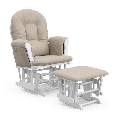 Storkcraft Hoop Glider and Ottoman - White/Taupe Swirl Chair
