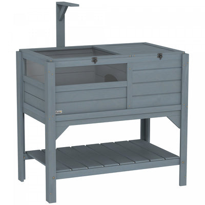 Pawhut Wooden Tortoise House Habitat With Shelf, Tortoise Enclosure For Small Animals With Light Sup|Pawhut Maison De Tortue En Bois Avec Etagere, Enclos Pour Tortues Pour Petits Animaux Avec Cadre De