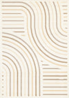 Tapis Florence a motifs de lignes courbes creme, beige et brun, 2'7\" x 4'11\"