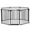 Pawhut Barriere De Securite Pour Animaux Pliable Extensible Modulable 8 Panneaux Avec Porte 190\"l X 0.75\"l X 30\"h Acier Noir