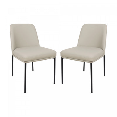 Loft Contemporary Vegan Leather Metal Side Chair in Stone Gray - Set of 2 | Chaise laterale contemporaine Loft en cuir vegetalien et metal, gris pierre - Lot de 2