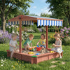 Bac a sable en bois Outsunny avec toit reglable, Marron fonce