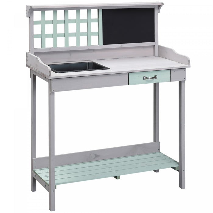 Table De Jardinage En Bois Homcom 36\" Avec Tiroir, Gris