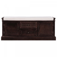  Banc De Rangement Boyce En Bois Massif Avec Meuble A Chaussures 4 Portes Et Coussin, Espresso