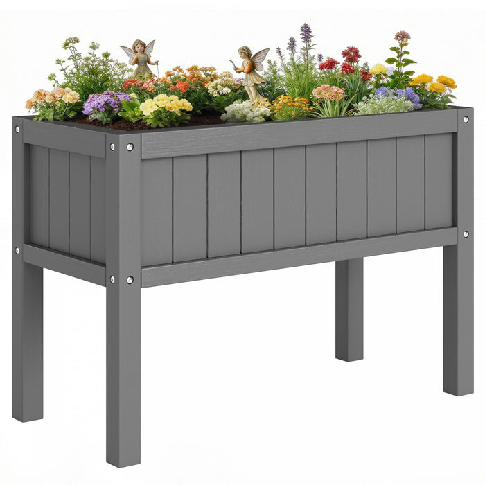 Outsunny Jardiniere surelevee avec trous de drainage, gris