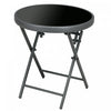 Outsunny Table Pliante D'exterieur 18\" Avec Plateau En Verre Trempe, Gris