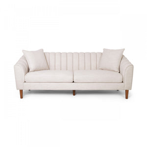 Sofa De Format Condo Taylor De 84,5 Po, Tissu aspect lin, Pattes En Bois - Beige Blanc