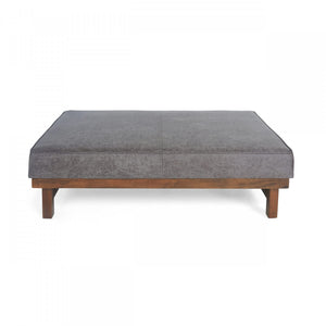 Grande Table Basse Ottoman Harrison en Similicuir avec Fonction de Rangement - Gris