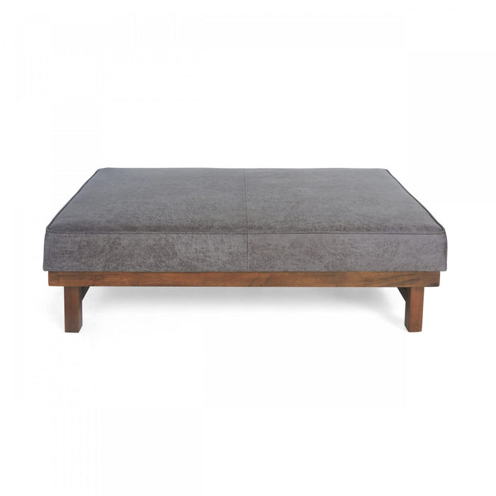 Grande Table Basse Ottoman Harrison en Similicuir avec Fonction de Rangement - Gris