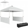 Outsunny Tente A Auvent 10' X 10' Avec 2 Demi-parois Laterales, Blanc