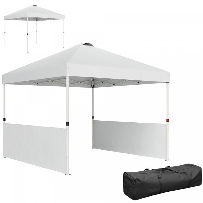 Outsunny Tente A Auvent 10' X 10' Avec 2 Demi-parois Laterales, Blanc