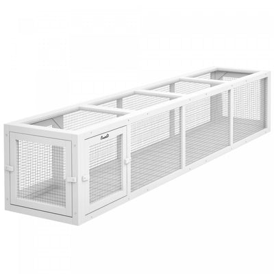 PawHut Catio Outdoor 79"L Cat Tunnel, Cat Enclosure DIY L- Shape with Extendable Design, Kitty shelter with Weather Protection, Removable Door, White
