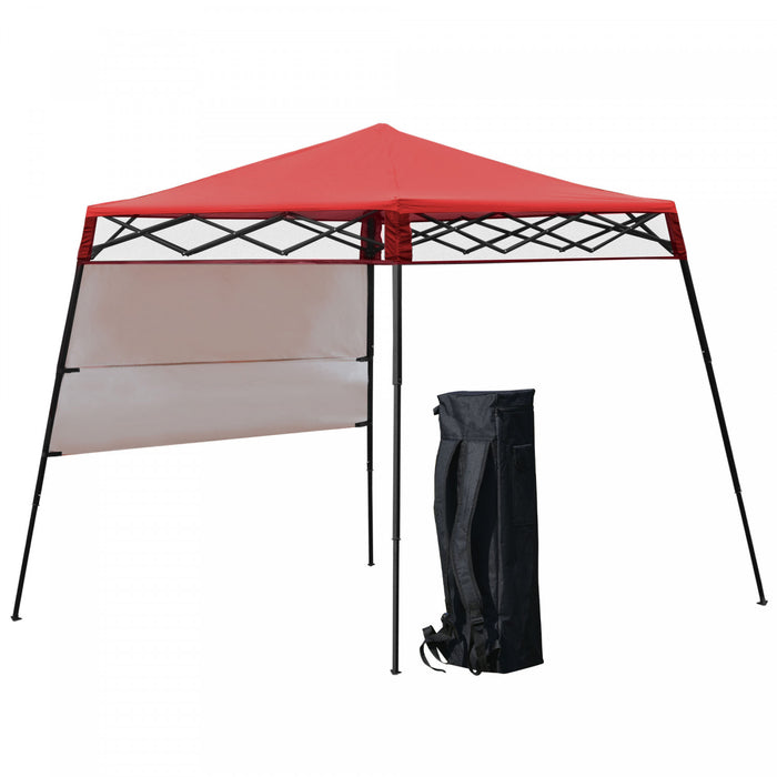Tente De Jardin Pliable Outsunny De 7 Pi X 7 Pi Avec Sac A Dos Et Auvent De Fete En Plein Air, Rouge Et Noir