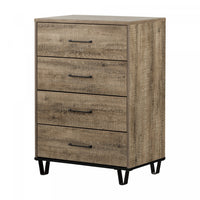  Commode verticale Arlen à 4 tiroirs - chêne vieilli