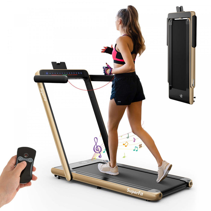 Tapis De Course Pliable 2 En 1superfit – Moteur 2,25 Cv – Double Ecran – Haut-parleur Bluetooth