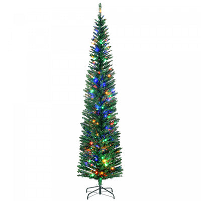 Homcom 7.5' Pencil Artificial Christmas Tree With Colourful Led Lights|Homcom Arbre De Noel Artificiel De 7,5 Pi Avec Lumieres Led Colorees