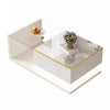 Maxwell Table Basse Haute Brillance de 39,4\" avec Verre et Effet LED, Blanc