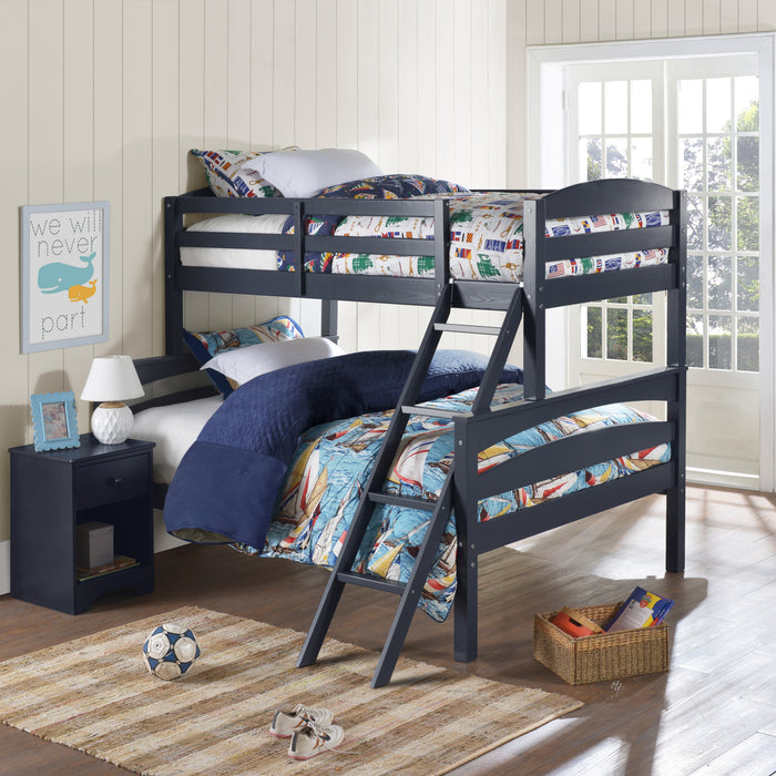 Lits superposés Brady de DHP avec lit simple au-dessus du lit double - bleu graphite