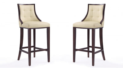 Fifth Avenue Traditional Wood Upholstered Barstool in Cream - Set of 2 | Tabouret de bar traditionnel en bois avec assise rembourree creme Fifth Avenue - Lot de 2